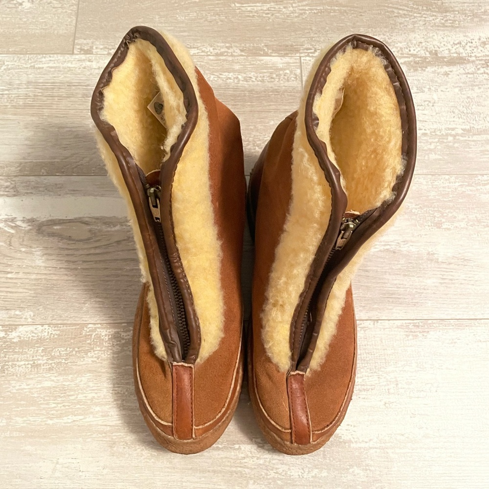 {Vintage} L.L. Bean {Genuine Leather, Suede, & Wool Pile Lining} Zip-Up Boots